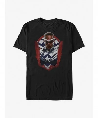 Limited-time Offer Marvel The Falcon And The Winter Soldier Sam Wilson Captain America Portrait T-Shirt $5.90 T-Shirts