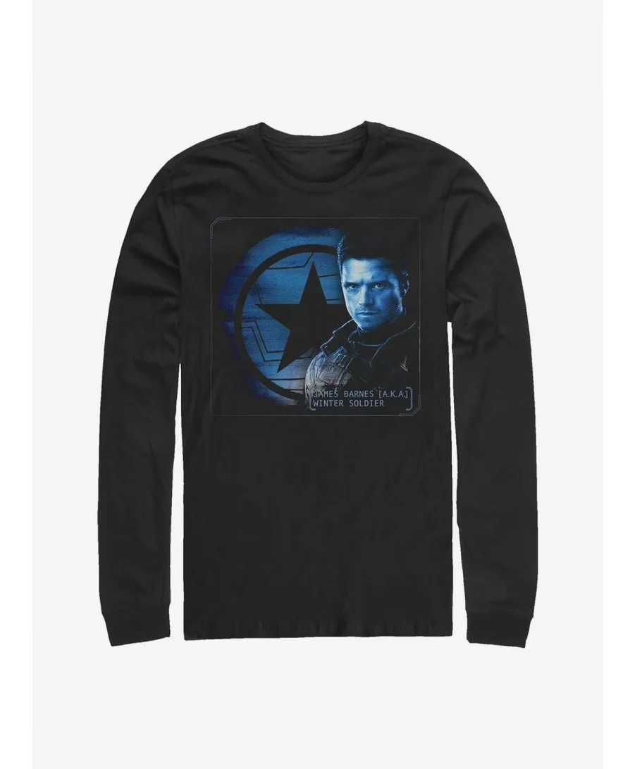 Exclusive Marvel The Falcon And The Winter Soldier Barnes Shield Long-Sleeve T-Shirt $10.26 T-Shirts