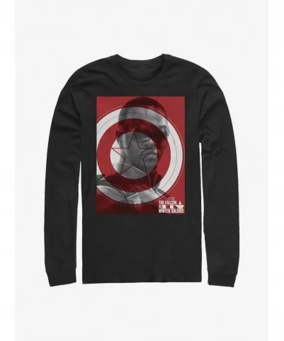 Big Sale Marvel The Falcon And The Winter Soldier Falcon Shield Long-Sleeve T-Shirt $11.84 T-Shirts