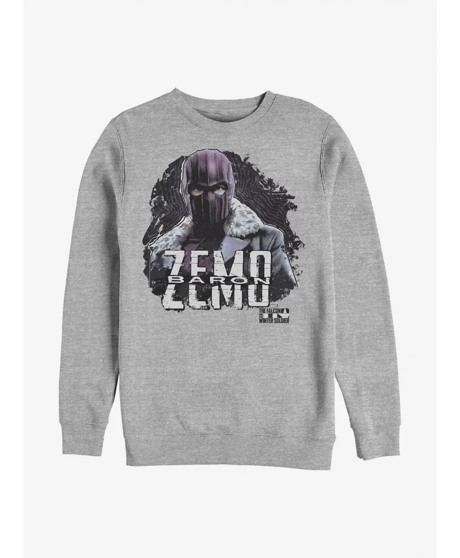 Trendy Marvel The Falcon And The Winter Soldier Underworldly Heir Baron Zemo Crew Sweatshirt $12.10 Sweatshirts