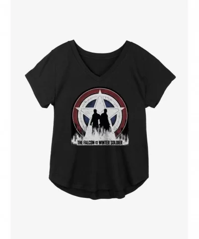 Hot Selling Marvel The Falcon And The Winter Soldier Silhouette Shield Girls Plus Size T-Shirt $8.55 T-Shirts