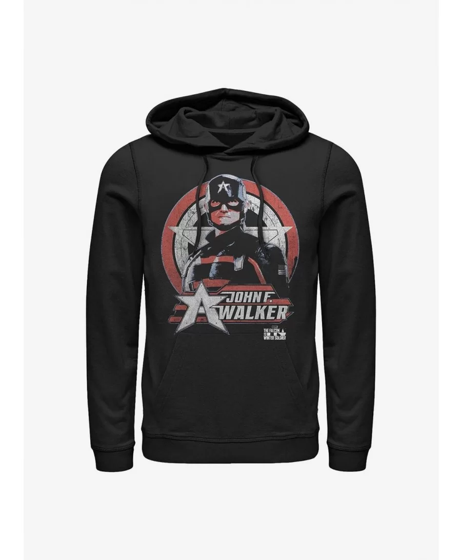 New Arrival Marvel The Falcon And The Winter Soldier Walker Captain America Walker Shield Hoodie $16.52 Hoodies