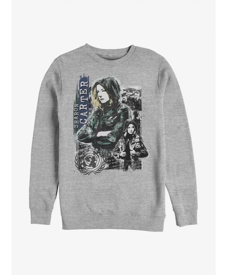 Discount Sale Marvel The Falcon And The Winter Soldier Sharon Carter Crew Sweatshirt $12.99 Sweatshirts