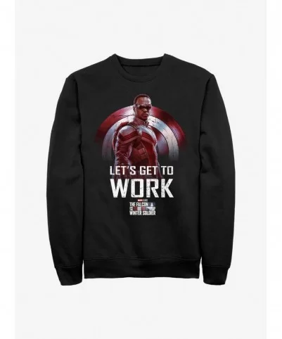 Limited-time Offer Marvel The Falcon And The Winter Soldier Let's Get To Work Crew Sweatshirt $9.15 Sweatshirts