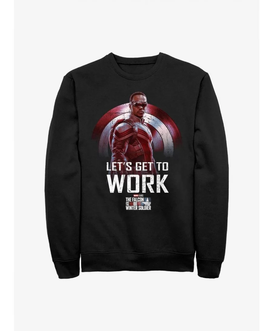 Limited-time Offer Marvel The Falcon And The Winter Soldier Let's Get To Work Crew Sweatshirt $9.15 Sweatshirts