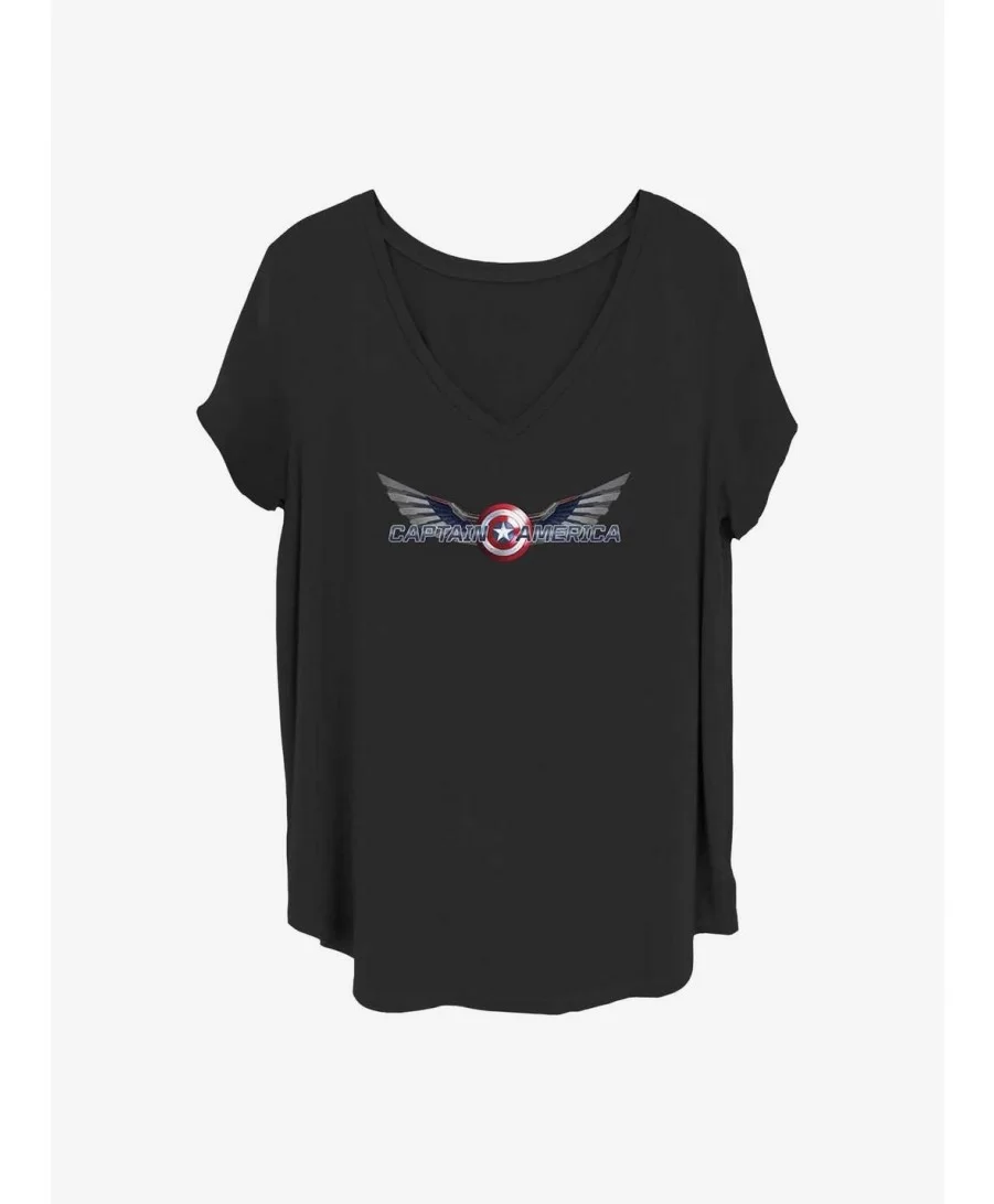 Absolute Discount Marvel The Falcon and the Winter Soldier Shiny Shield Girls T-Shirt Plus Size $8.79 T-Shirts