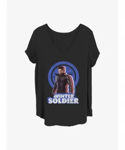 Flash Deal Marvel The Falcon and the Winter Soldier Distressed Winter Soldier Girls T-Shirt Plus Size $8.32 T-Shirts