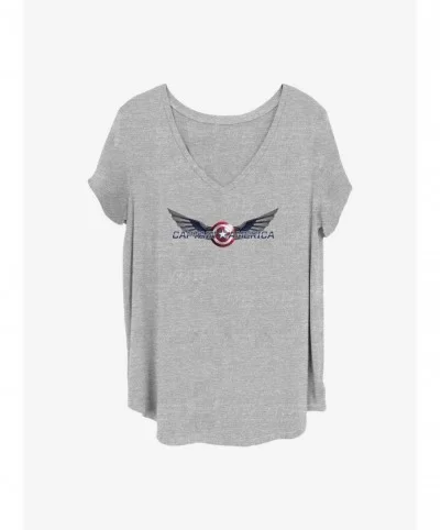 Exclusive Marvel The Falcon and the Winter Soldier Shiny Shield Girls T-Shirt Plus Size $10.17 T-Shirts