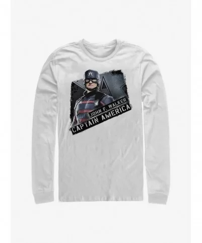 Discount Sale Marvel The Falcon And The Winter Soldier Captain John Walker Long-Sleeve T-Shirt $11.32 T-Shirts