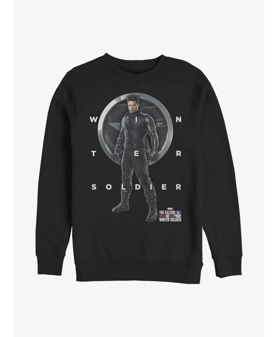 Wholesale Marvel The Falcon And The Winter Soldier Bucky Grid Text Crew Sweatshirt $9.74 Sweatshirts