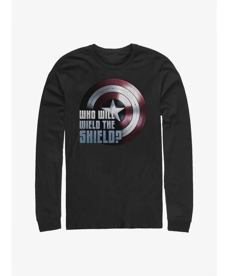 Clearance Marvel The Falcon And The Winter Soldier Wielding The Shield Long-Sleeve T-Shirt $12.63 T-Shirts