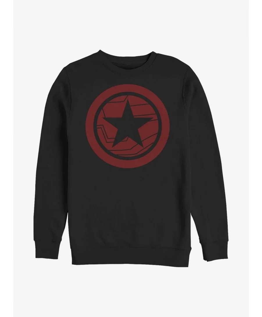 Unique Marvel The Falcon And The Winter Soldier Red Shield Crew Sweatshirt $12.69 Sweatshirts