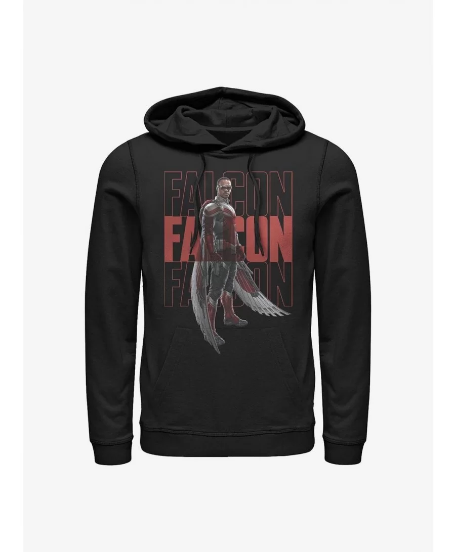 New Arrival Marvel The Falcon And The Winter Soldier Falcon Repeating Name Hoodie $15.09 Hoodies