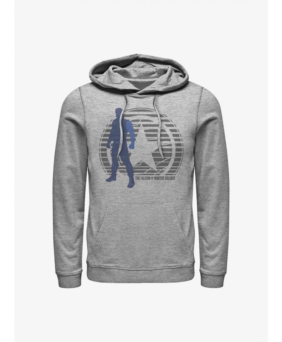 Clearance Marvel The Falcon And The Winter Soldier Winter Soldier Shield Lockup Hoodie $14.01 Hoodies