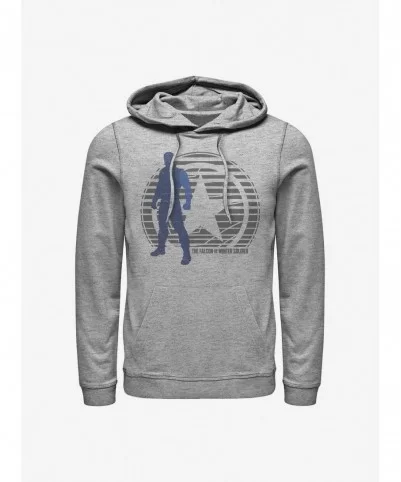 Clearance Marvel The Falcon And The Winter Soldier Winter Soldier Shield Lockup Hoodie $14.01 Hoodies