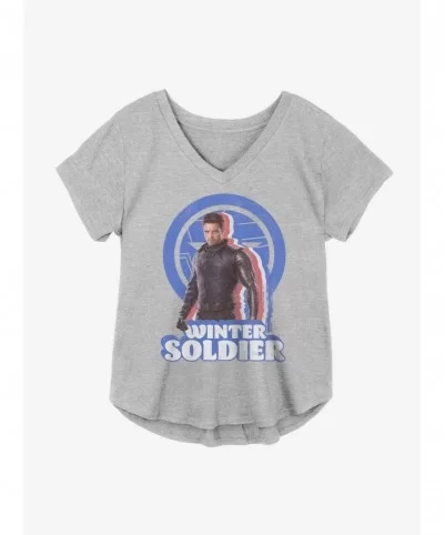 Discount Sale Marvel The Falcon And The Winter Soldier Bucky Pose Girls Plus Size T-Shirt $8.09 T-Shirts