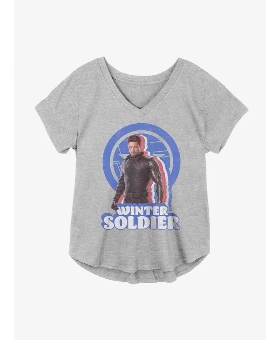 Discount Sale Marvel The Falcon And The Winter Soldier Bucky Pose Girls Plus Size T-Shirt $8.09 T-Shirts