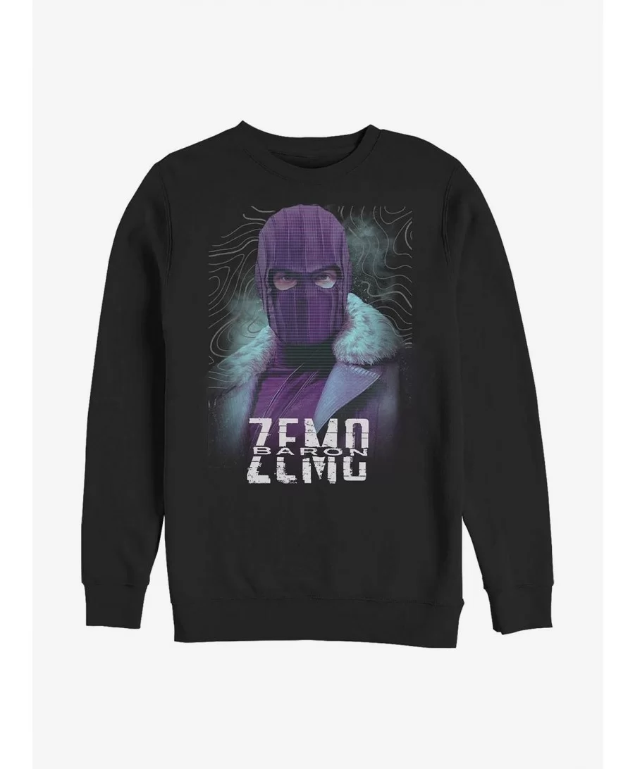 Best Deal Marvel The Falcon And The Winter Soldier Zemo Purple Crew Sweatshirt $12.69 Sweatshirts