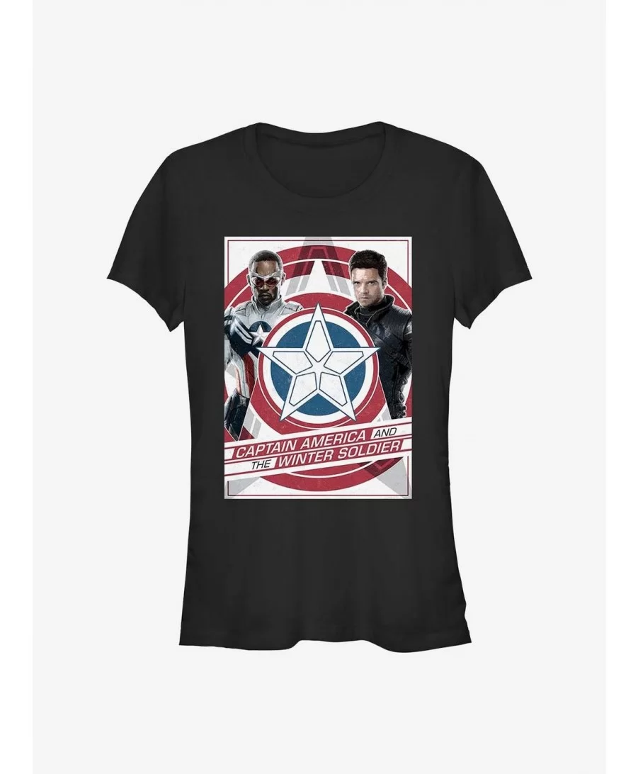 Exclusive Price Marvel The Falcon And The Winter Soldier Shield Poster Girls T-Shirt $6.31 T-Shirts