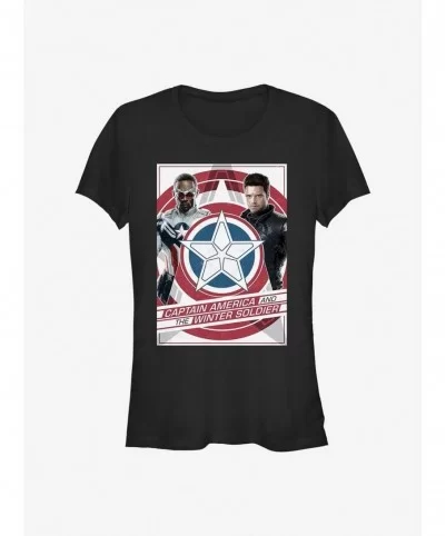 Exclusive Price Marvel The Falcon And The Winter Soldier Shield Poster Girls T-Shirt $6.31 T-Shirts