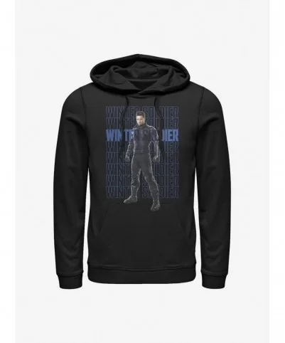 Clearance Marvel The Falcon And The Winter Soldier Winter Soldier Repeating Hoodie $12.21 Hoodies