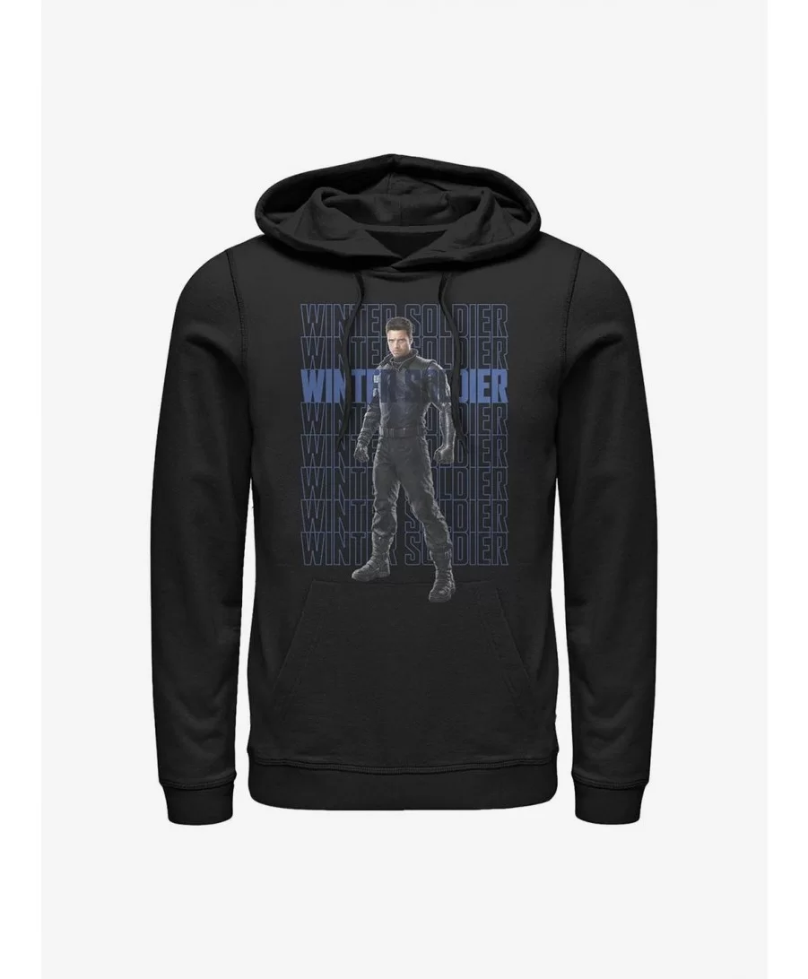 Clearance Marvel The Falcon And The Winter Soldier Winter Soldier Repeating Hoodie $12.21 Hoodies