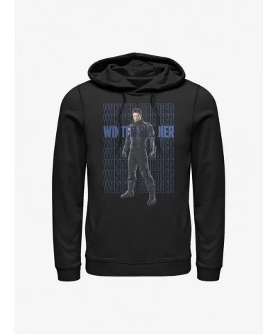 Clearance Marvel The Falcon And The Winter Soldier Winter Soldier Repeating Hoodie $12.21 Hoodies