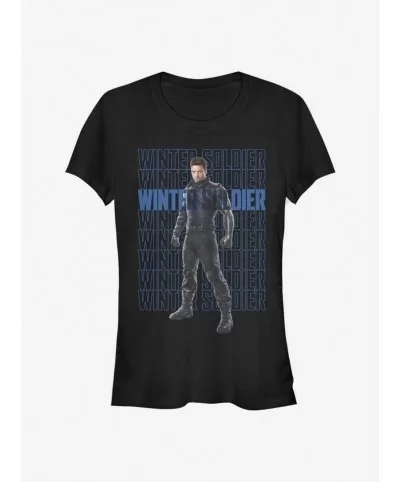 Pre-sale Marvel The Falcon And The Winter Soldier Winter Soldier Repeating Girls T-Shirt $5.18 T-Shirts