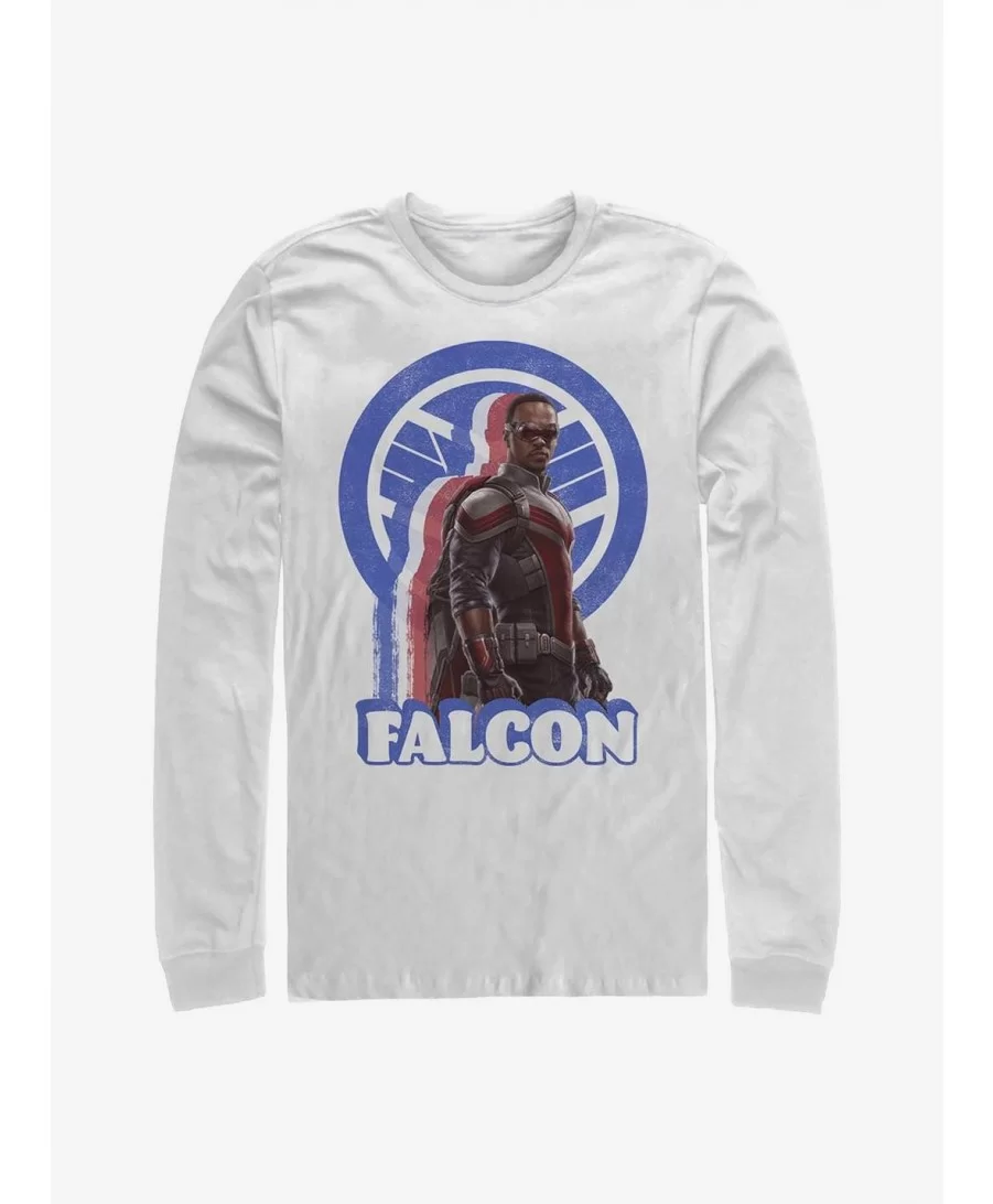 Discount Marvel The Falcon And The Winter Soldier Falcon Pose Logo Long-Sleeve T-Shirt $12.11 T-Shirts