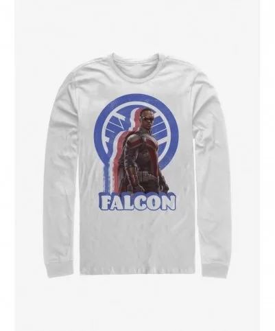 Discount Marvel The Falcon And The Winter Soldier Falcon Pose Logo Long-Sleeve T-Shirt $12.11 T-Shirts