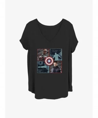 Hot Sale Marvel The Falcon and the Winter Soldier Hero Box Up Girls T-Shirt Plus Size $10.17 T-Shirts