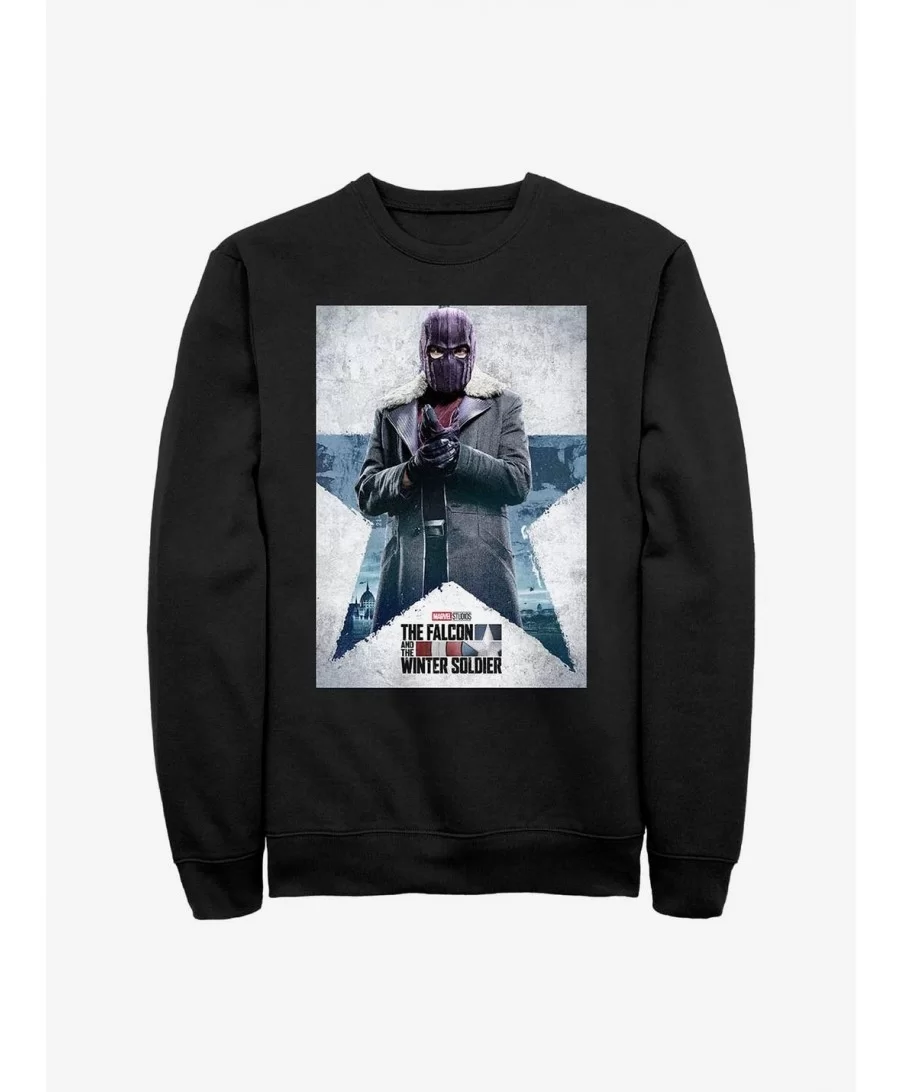 Exclusive Marvel The Falcon And The Winter Soldier Zemo Poster Crew Sweatshirt $14.46 Sweatshirts