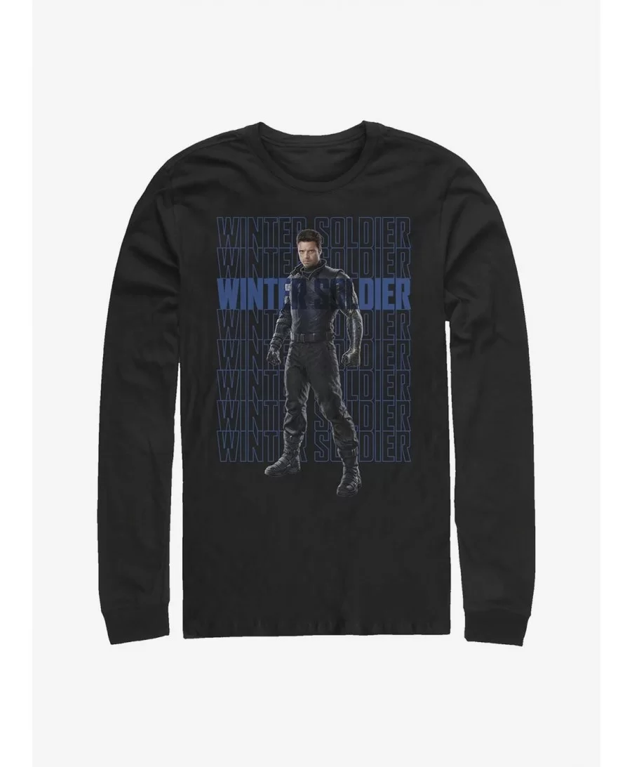 Big Sale Marvel The Falcon And The Winter Soldier Winter Soldier Repeating Long-Sleeve T-Shirt $11.84 T-Shirts