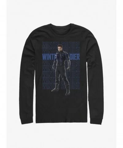 Big Sale Marvel The Falcon And The Winter Soldier Winter Soldier Repeating Long-Sleeve T-Shirt $11.84 T-Shirts