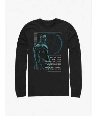 Exclusive Marvel The Falcon And The Winter Soldier Sam Wilson Specs Long-Sleeve T-Shirt $13.16 T-Shirts