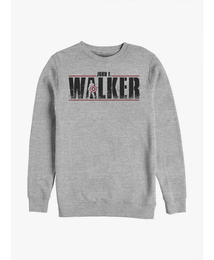 Exclusive Marvel The Falcon And The Winter Soldier Walker Logo Painted Crew Sweatshirt $13.87 Sweatshirts