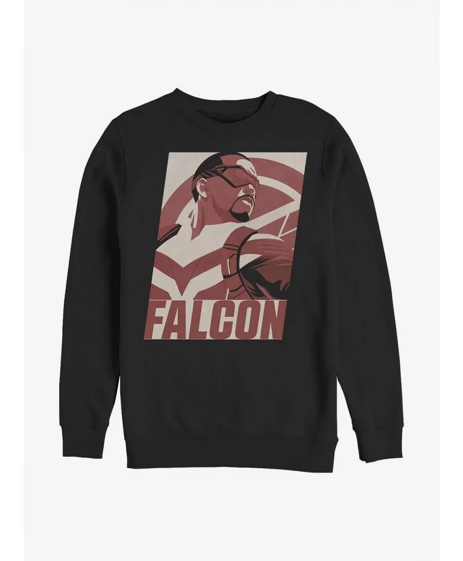 Flash Deal Marvel The Falcon And The Winter Soldier Falcon Poster Crew Sweatshirt $12.69 Sweatshirts