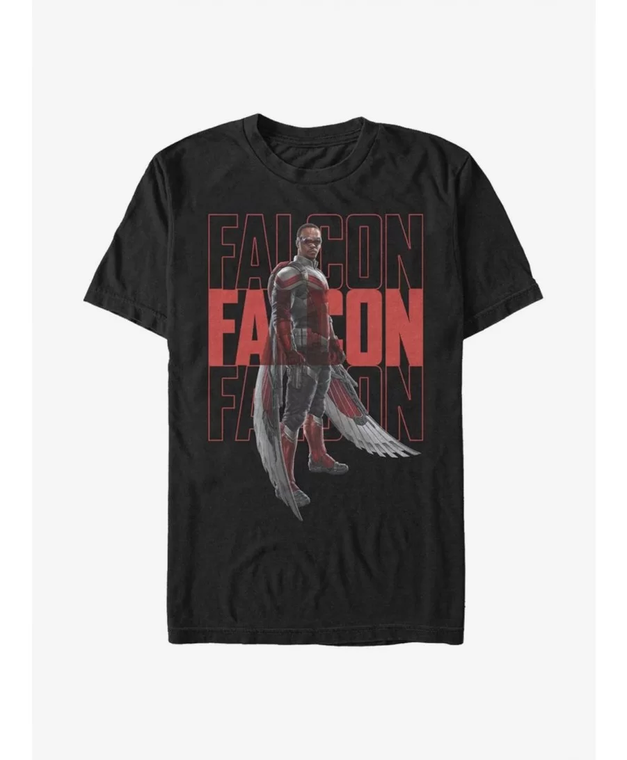 New Arrival Marvel The Falcon And The Winter Soldier Falcon Repeating T-Shirt $7.61 T-Shirts