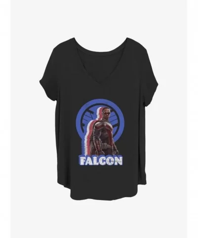 Discount Sale Marvel The Falcon and the Winter Soldier Distressed Falcon Girls T-Shirt Plus Size $8.55 T-Shirts