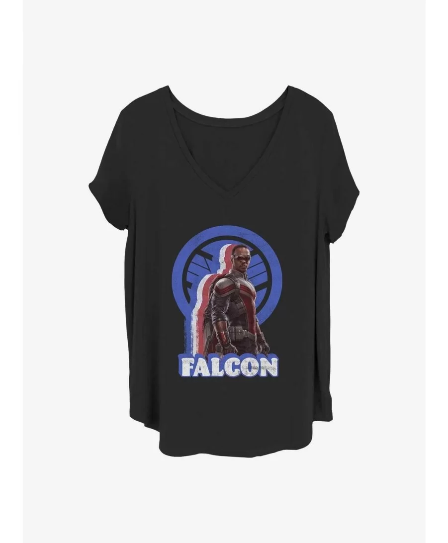 Discount Sale Marvel The Falcon and the Winter Soldier Distressed Falcon Girls T-Shirt Plus Size $8.55 T-Shirts