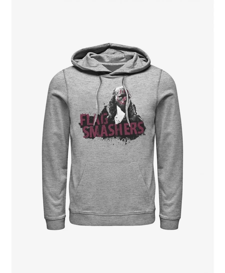 Hot Selling Marvel The Falcon And The Winter Soldier Flag Smashers Hoodie $13.29 Hoodies