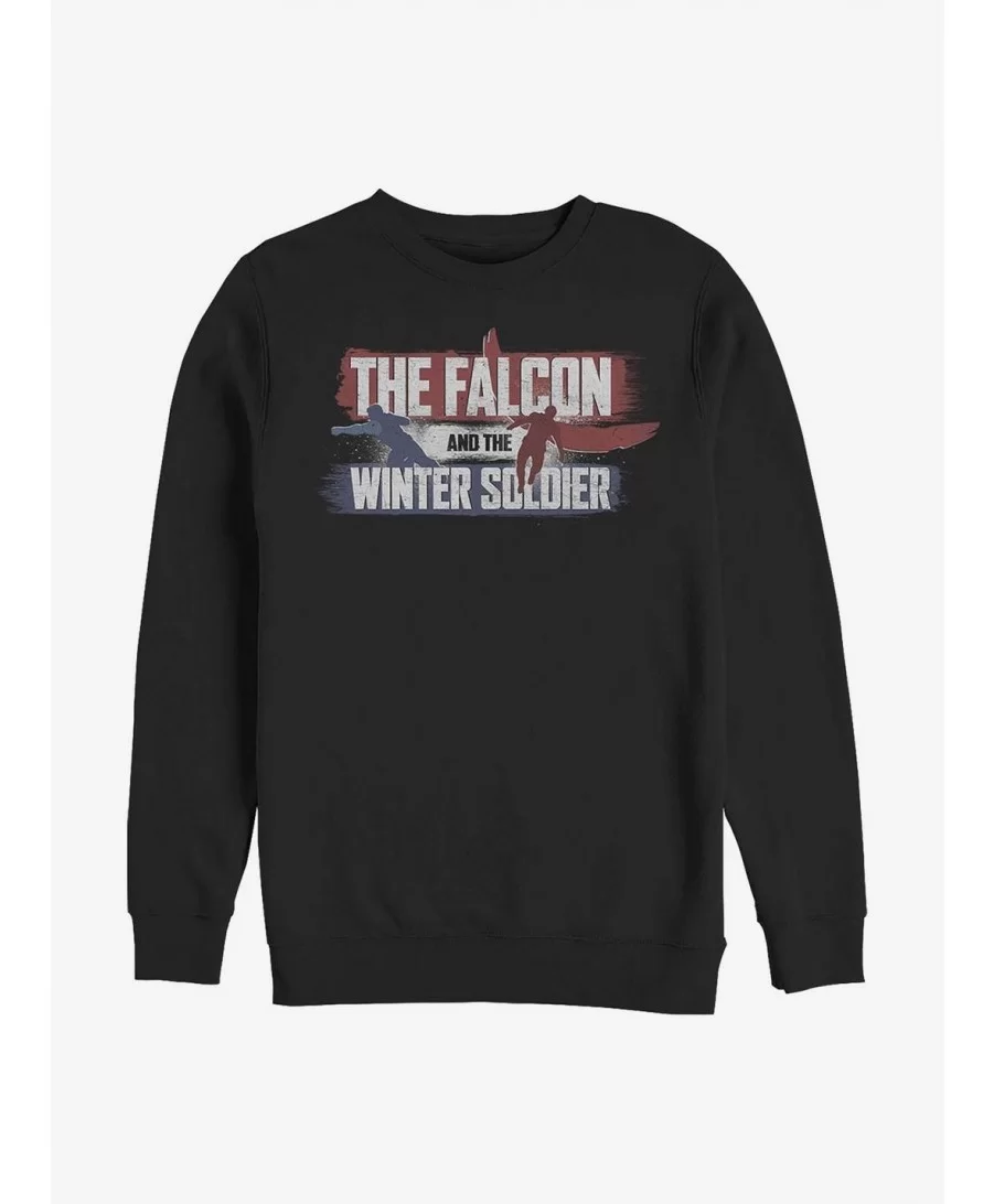 Sale Item Marvel The Falcon And The Winter Soldier Spray Paint Logo Crew Sweatshirt $9.45 Sweatshirts