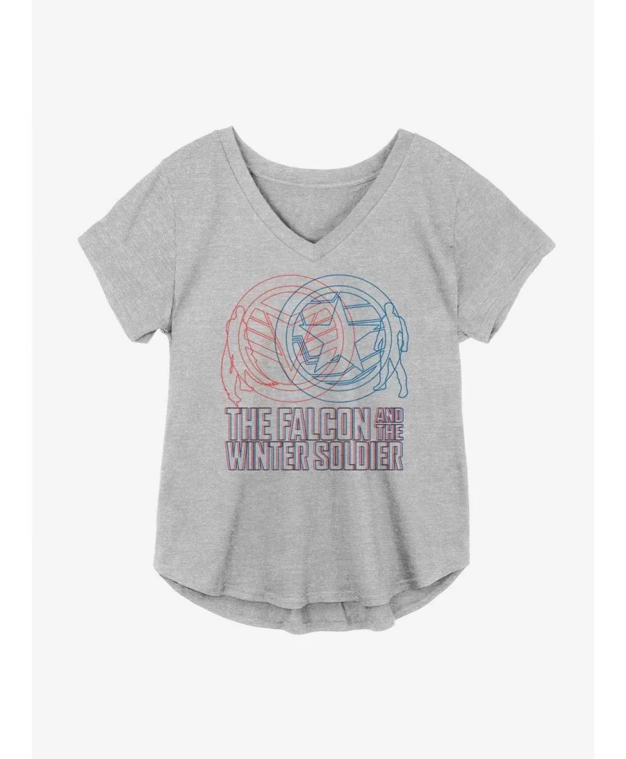 Discount Sale Marvel The Falcon And The Winter Soldier Icon Venn Diagram Girls Plus Size T-Shirt $7.17 T-Shirts