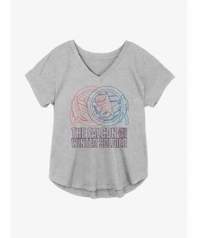 Discount Sale Marvel The Falcon And The Winter Soldier Icon Venn Diagram Girls Plus Size T-Shirt $7.17 T-Shirts