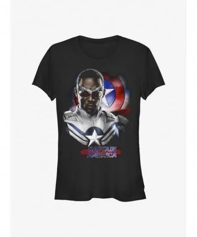 Trendy Marvel The Falcon And The Winter Soldier Captain America Sam Wilson Pose Girls T-Shirt $5.66 T-Shirts