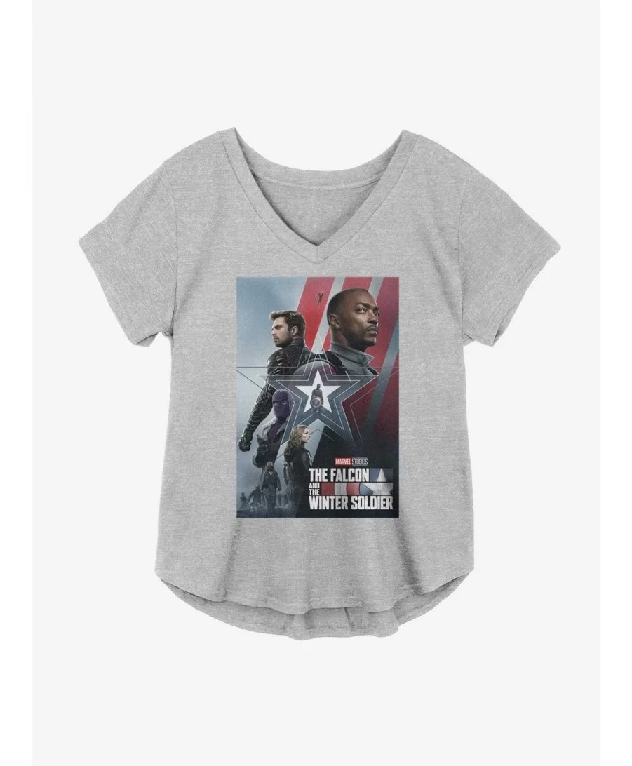 Discount Marvel The Falcon And The Winter Soldier Group Poster Girls Plus Size T-Shirt $10.64 T-Shirts