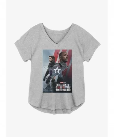 Discount Marvel The Falcon And The Winter Soldier Group Poster Girls Plus Size T-Shirt $10.64 T-Shirts