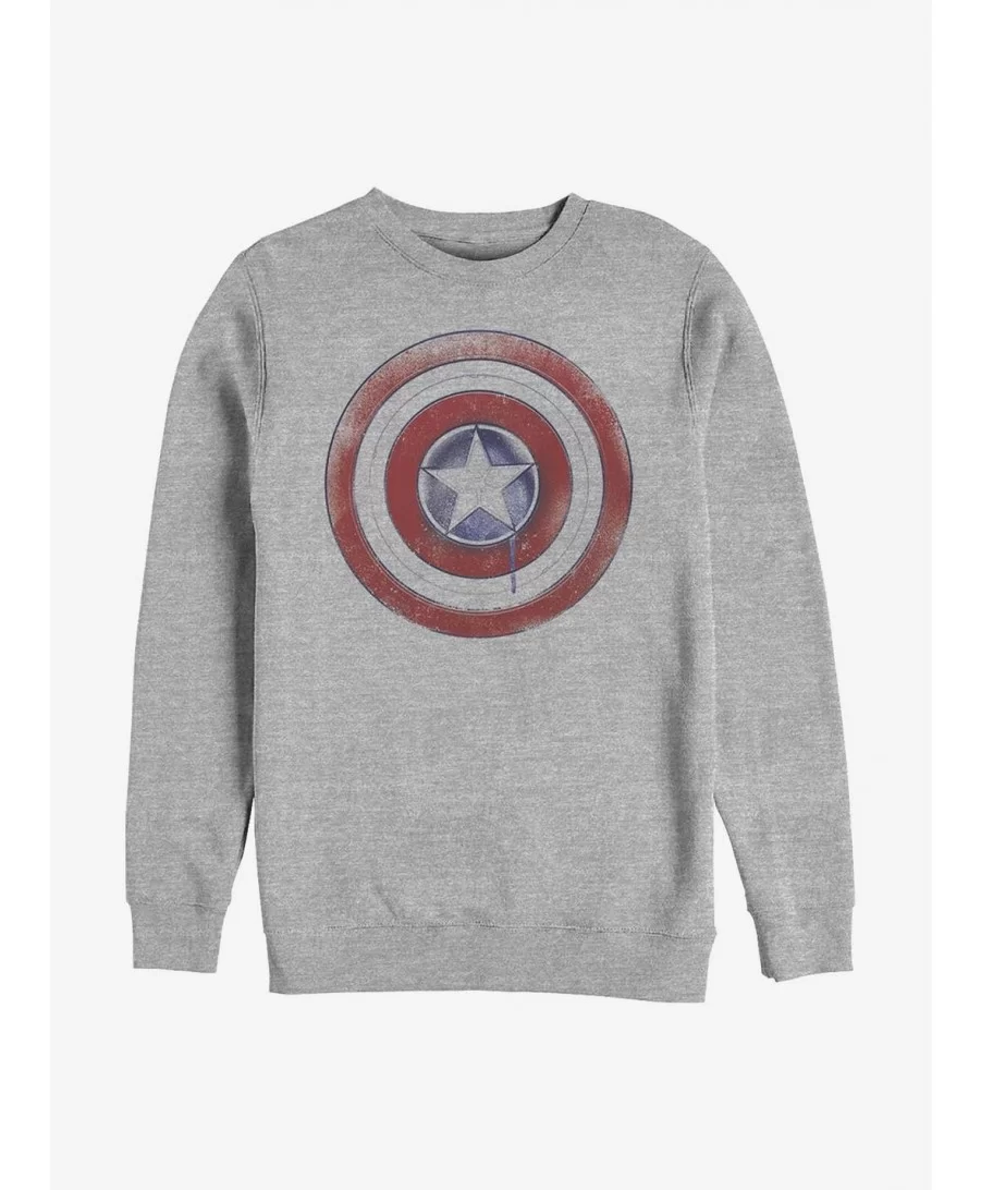 New Arrival Marvel The Falcon And The Winter Soldier Paint Shield Crew Sweatshirt $9.45 Sweatshirts