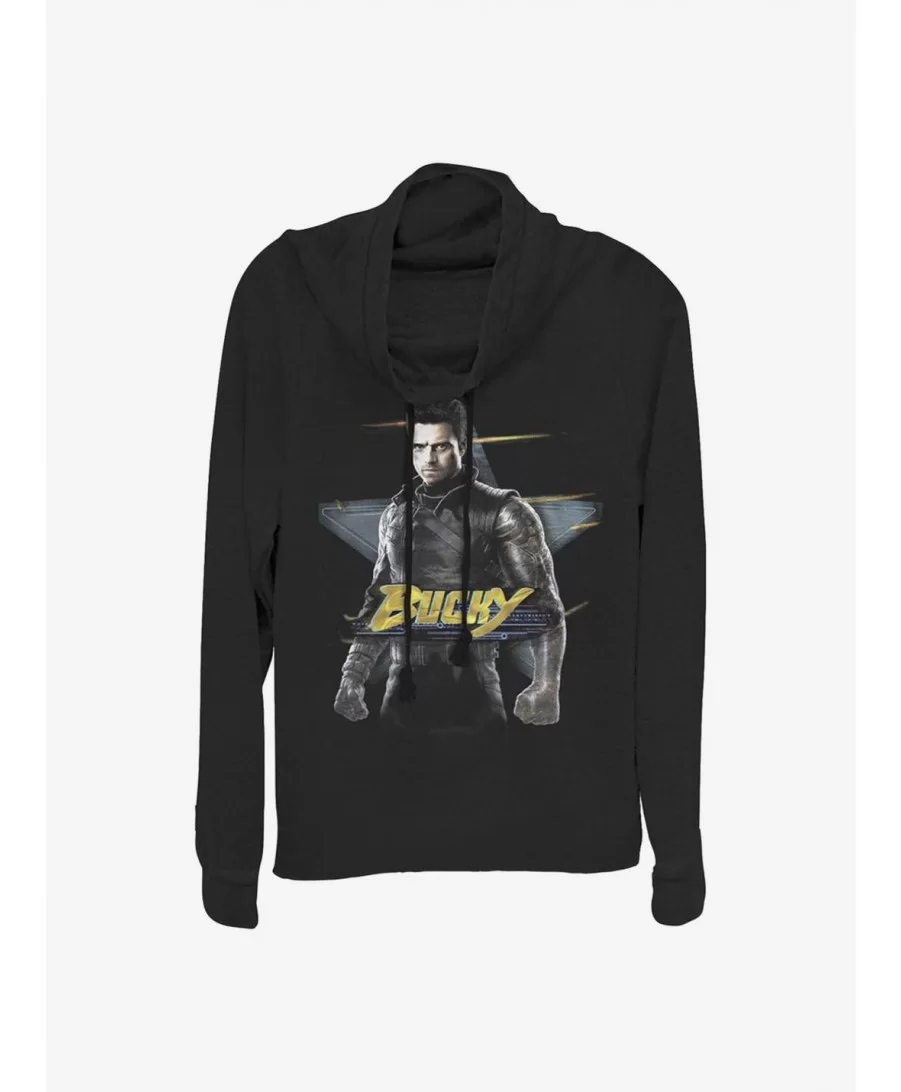 Pre-sale Marvel The Falcon And The Winter Soldier Bucky Cowl Neck Long-Sleeve Girls Top $11.49 Tops