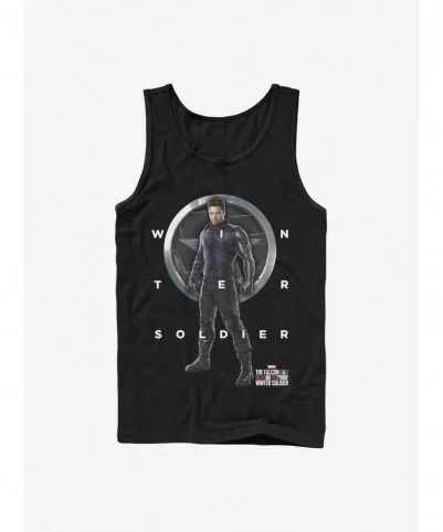 Bestselling Marvel The Falcon And The Winter Soldier Bucky Grid Text Tank $6.77 Tanks